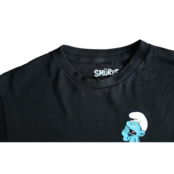 The Smurfs T-Shirt Men's Size Medium Black Lazy Smurf Graphic Short Sleeve - Picture 2 of 8